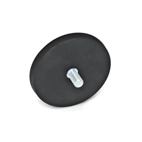 Otto Ganter - GN 51.3-ND-43-M4-SW Haltemagnete mit Gummiummantelung (ND - NdFeB, Durchmesser 43mm, Gewinde M4, Farbe schwarz, Gewicht 0.030 kg)